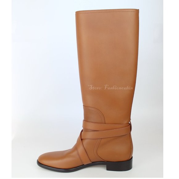 New Salvatore Ferragamo Tall Leather Boot | Classic Riding Style for Fall & Work - Picture 9 of 16